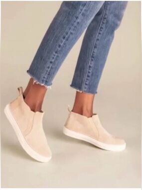 TOMS Bryce Suede High-Top Sneakers Slip On Ortholite Sand Beige Size 8
